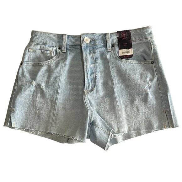 No Boundaries Women's High Rise Denim Shorts Size 9 Light Wash Distressed - Picture 8 of 9